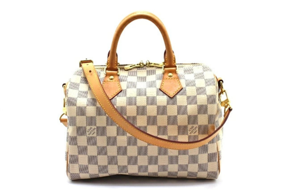 LOUIS VUITTON Speedy Bandouliere Shoulder Bag Damier Azur White